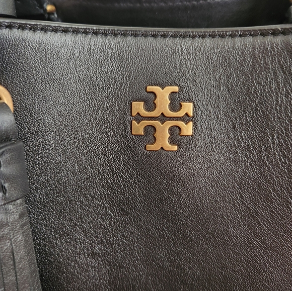 Tory Burch Brooke Leather Tote 43716 BLACK / Luxury Handbag - Picture 2 of 6